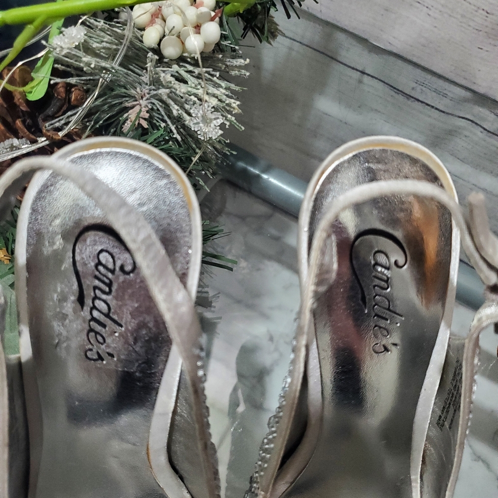 Candies Silver Rhinestone Heels - Picture 11 of 12